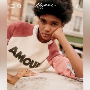 Sezane Amour Organic Cotton Sweatshirt size Medium in Blush